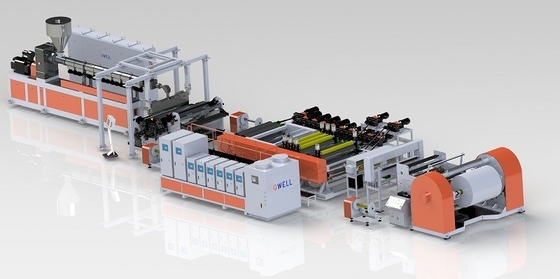 acheter Ligne d'extrusion de film étirable à trois couches, machine de fabrication de papier de pierre online manufacture
